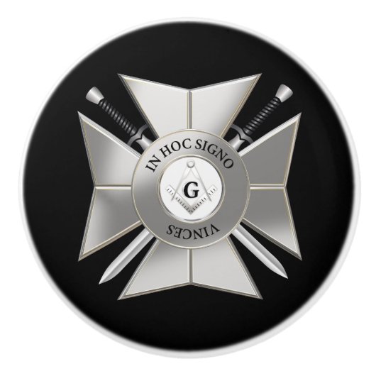 Bouton De Porte En Céramique Croix maçonnique (Devant)