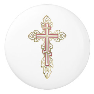 Bouton De Porte En Céramique Croix orthodoxe