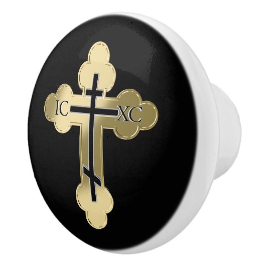 Bouton De Porte En Céramique Croix orthodoxe chrétienne (Droite)