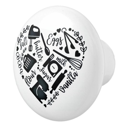 Bouton De Porte En Céramique Cuisine d'amour (Droite)