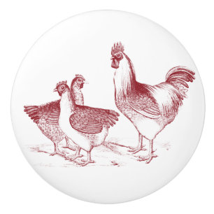 Bouton De Porte En Céramique Cuisine de poulet rustique de ferme