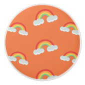 Bouton De Porte En Céramique Cute arc-en-ciel avec Motif nuages (Devant)