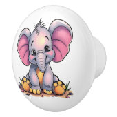 Bouton De Porte En Céramique Cute Baby Elephant  (Droite)