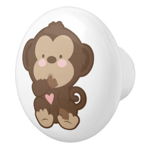 Bouton De Porte En Céramique Cute Baby Monkey Ceramic Knob