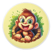 Bouton De Porte En Céramique Cute baby monkey unisex (Devant)
