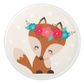 Bouton De Porte En Céramique Cute Boho Chic Fox (Devant)