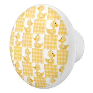 Bouton De Porte En Céramique Cute Canards (Jaune)