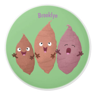 Bouton De Porte En Céramique Cute chantant des patates douces caricaturales lég