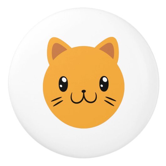 Bouton De Porte En Céramique Cute chat (Devant)