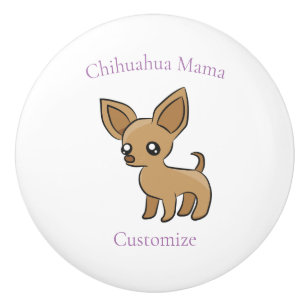 Bouton De Porte En Céramique Cute Chihuahua Mama Art Thunder_Cove