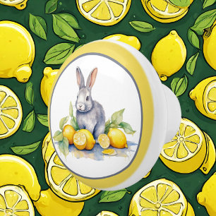 Bouton De Porte En Céramique Cute citron lapin amoureux cuisine