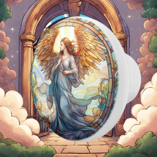 Bouton De Porte En Céramique Cute faux vitrail Angel Religieux