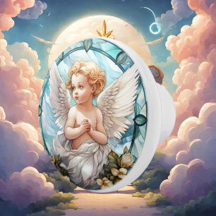 Bouton De Porte En Céramique Cute faux vitrail Angel Religieux