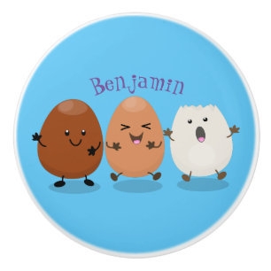 Bouton De Porte En Céramique Cute kawaii oeufs humoristique dessin animé
