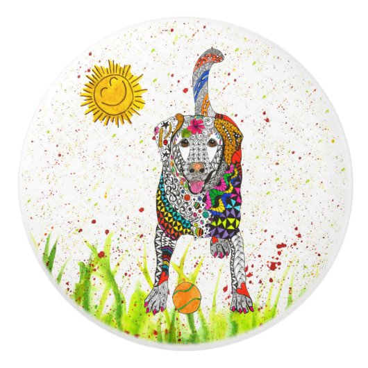 Bouton De Porte En Céramique Cute Labrador Retriever Door Knoth - Céramique (Devant)