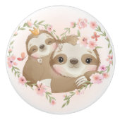 Bouton De Porte En Céramique Cute Mama et Baby Sloth Ceramic Knob (Devant)