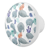 Bouton De Porte En Céramique Cute Manatees With Bubbles Pattern (Droite)