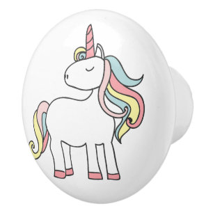 Bouton De Porte En Céramique Cute Pastel Unicorn