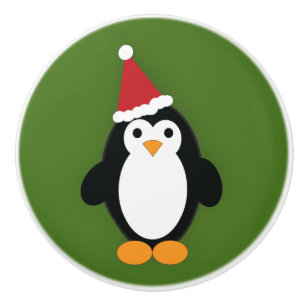 Bouton De Porte En Céramique Cute Père Noël Penguin