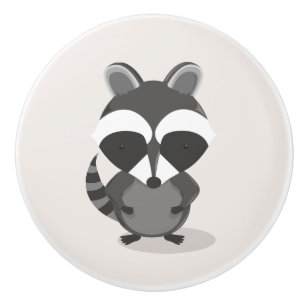 Bouton De Porte En Céramique Cute Raccoon Bois Animal