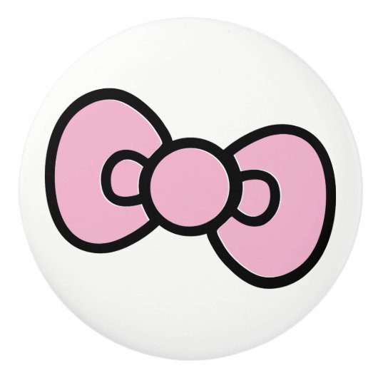 Bouton De Porte En Céramique Cute Rose Bow Whimsical (Devant)