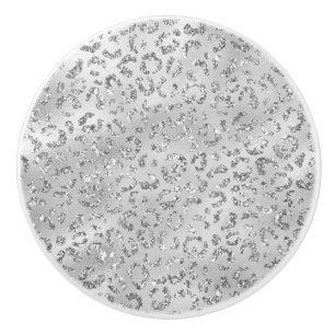 Bouton De Porte En Céramique Cute Silver Cheetah Leopard Motif d'impression
