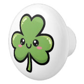 Bouton De Porte En Céramique Cute Smiling Clover (Droite)