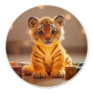 Bouton De Porte En Céramique Cute Tiger Cub