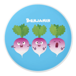 Bouton De Porte En Céramique Cute turnip légumes trio chanter dessin animé