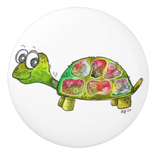 Bouton De Porte En Céramique Cute Whimsical Colorful Turtle Ceramic Knob