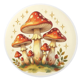 Bouton De Porte En Céramique Cute Whimsical Cottage Core Mushrooms