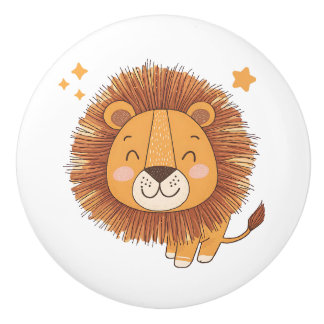 Bouton De Porte En Céramique Cute Whimsical Lion