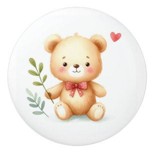Bouton De Porte En Céramique Cute Whimsical Teddy Bear Salle Bébé