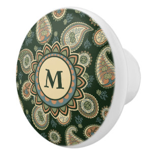 Bouton De Porte En Céramique Cypress Paisley Motif Ceramic Knob