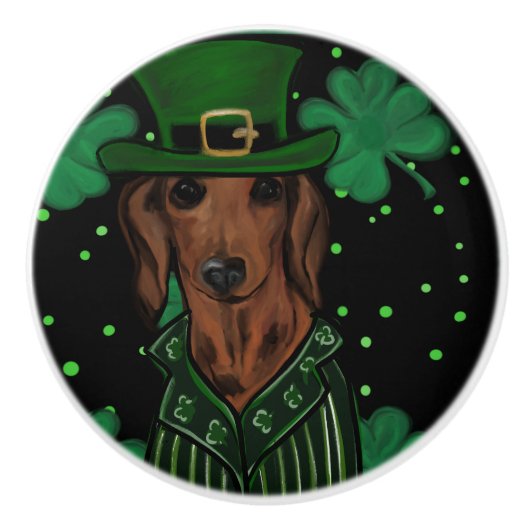 BOUTON DE PORTE EN CÉRAMIQUE DACHSHING (Devant)