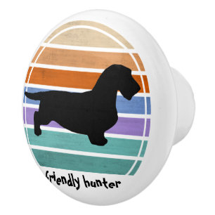 Bouton De Porte En Céramique Dachshund Poil dur - Silhouette 1