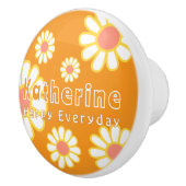 Bouton De Porte En Céramique Daisy Simple Orange (Droite)