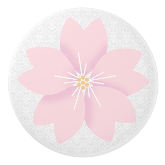 Bouton De Porte En Céramique Damas Et Fleur (Devant)