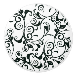 Bouton De Porte En Céramique Damassé