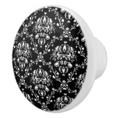 Bouton De Porte En Céramique Damassé noire et blanche (Droite)