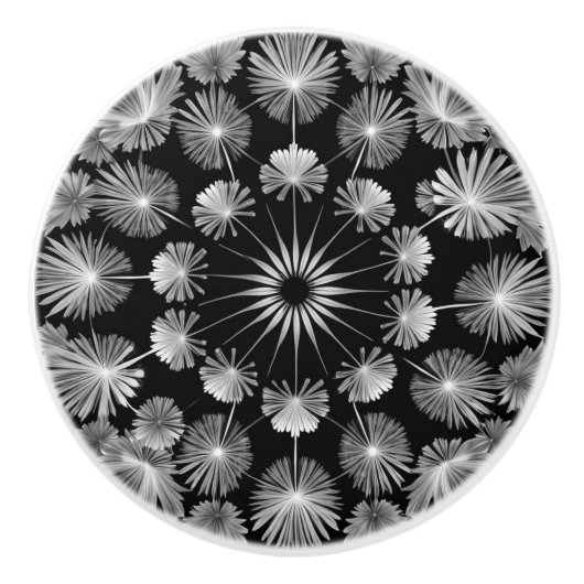 Bouton De Porte En Céramique Dandelion noir et blanc (Devant)