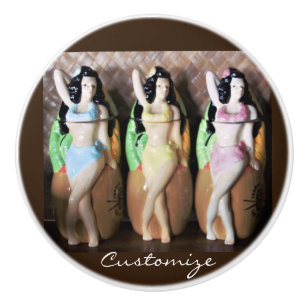 Bouton De Porte En Céramique Danseurs Hawaiian Hula Thunder_Cove