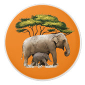 Bouton De Porte En Céramique déco de maison d'éléphants africains mignons (Devant)