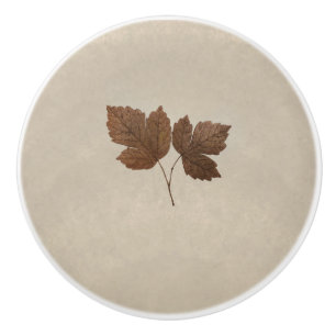 Bouton De Porte En Céramique Décor Chic Et Élégant, Feuilles D'Automne En Cuivr