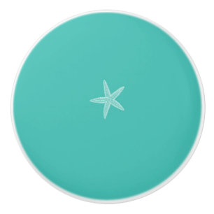 Bouton De Porte En Céramique Décor de thème de plage bleu sarcelle aquatique ét
