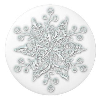 Bouton De Porte En Céramique Décor hivernal Snowflake Knob en céramique moderne