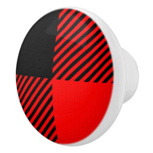 Bouton De Porte En Céramique Décor rouge et noir de contrôle de Buffalo de