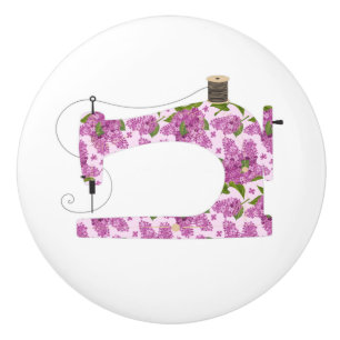 Bouton De Porte En Céramique Décoration de salle de machine à coudre à fleurs v