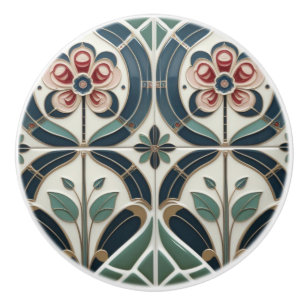 Bouton De Porte En Céramique Décoration murale florale abstraite Art Déco Macki