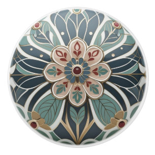 Bouton De Porte En Céramique Décoration murale florale abstraite Art Déco Macki